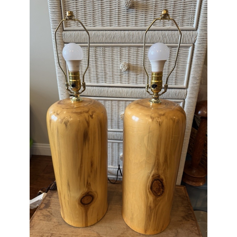 Handmade Wood Log Lamp Paul Aspen 12lb Pine Knotty Cabin Mid Century Grandpacore